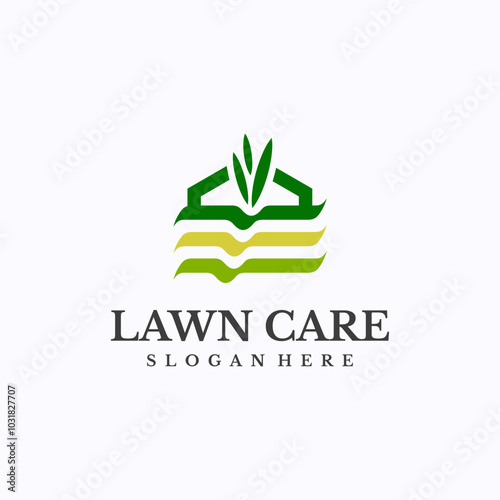 Lawn care logo design template. Gardening concept. Creative vector symbol. photo