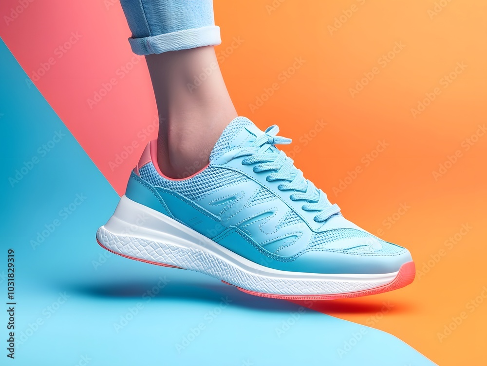 Vibrant 90s Abstract Geometric Design with Sneakers Vibrant 90s Abstract Geometric Design with Sneakers