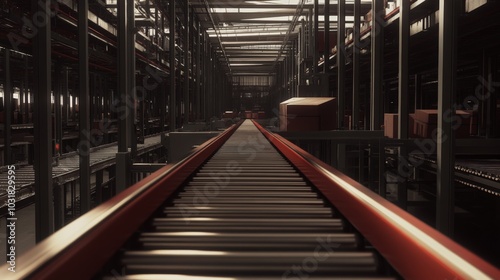 Conveyor Belt in a Modern Warehouse