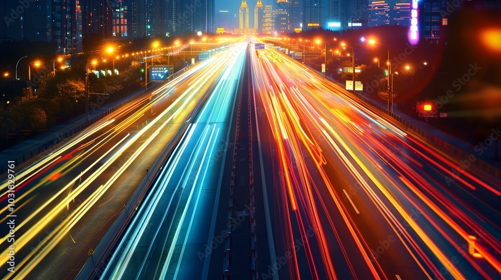 Abstract speed technology background with Hong Kong City night scenes Abstract speed technology background with Hong Kong City night scenes