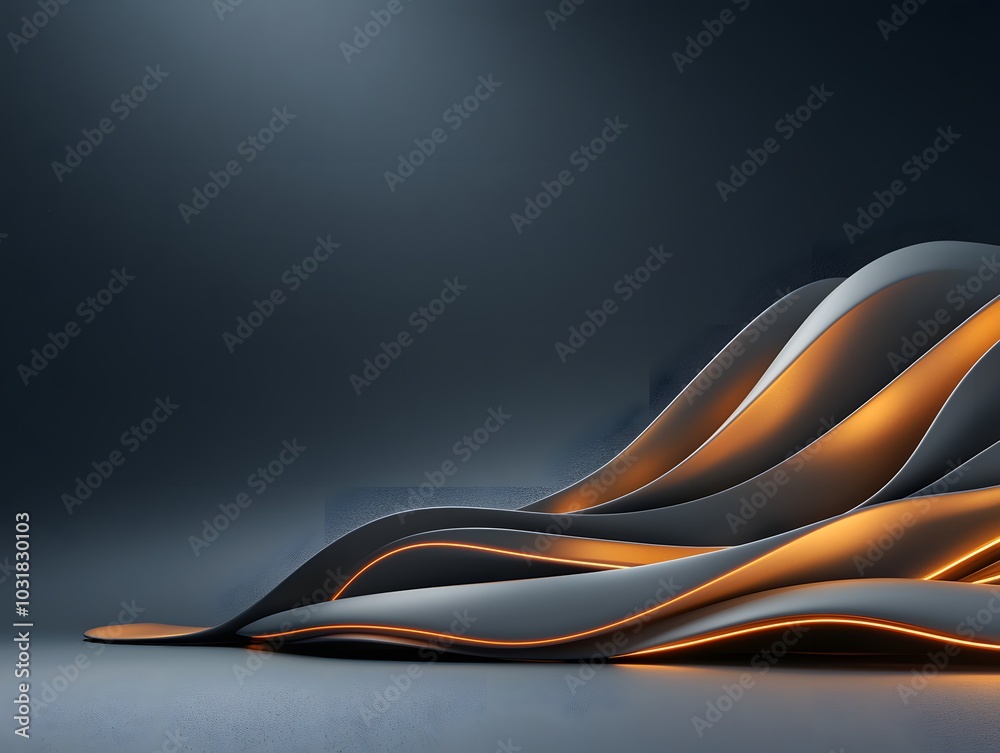 Obraz premium Abstract 3D Geometric Shapes in Glowing Neon Tones