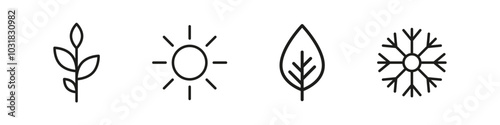 Four seasons icon. 4 seasons of the year vector set. line design