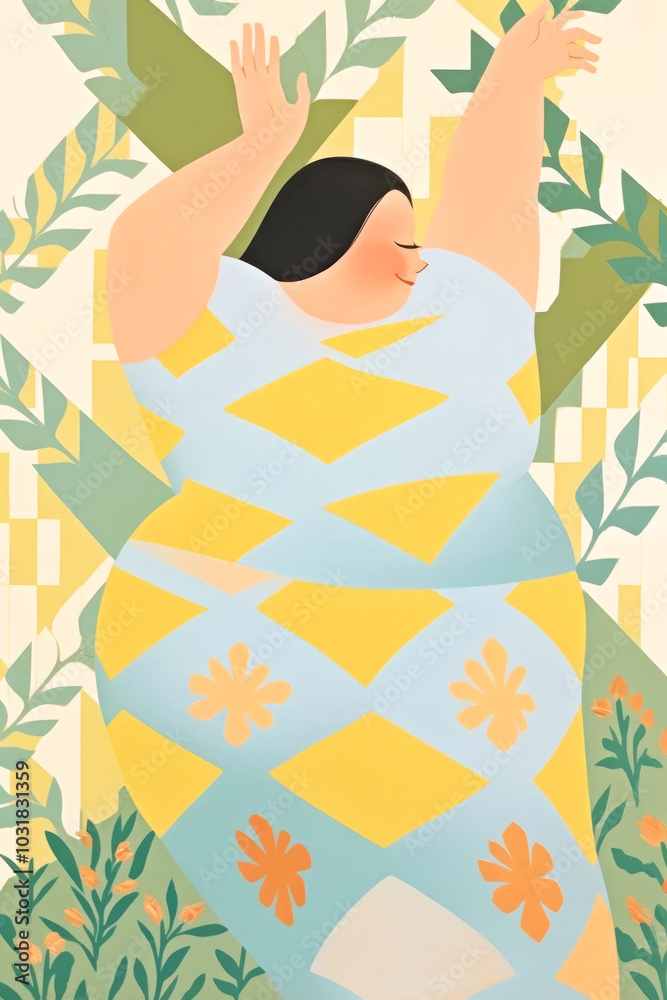 Experience the joy of vibrant patterns and gentle hues in this captivating illustration Experience the joy of vibrant patterns and gentle hues in this captivating illustration