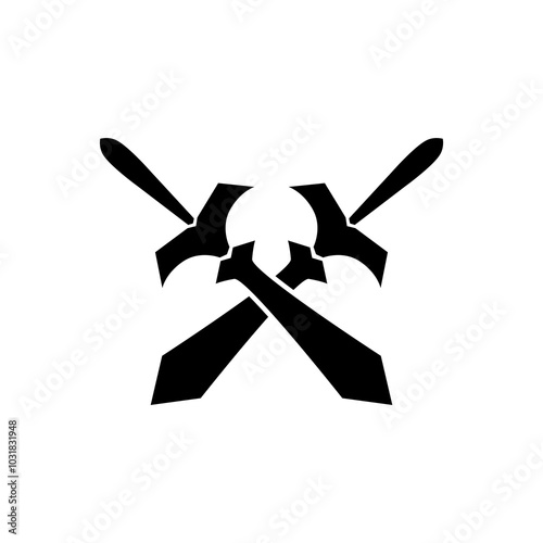 Crossed swords vector icon. Sword flat icon on white background.