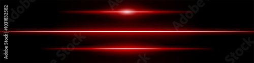 Set Red neon stripes or light flash. Thin line with a white highlight. Laser beams, horizontal beams. Beautiful light reflections. Glowing stripes on a black background.