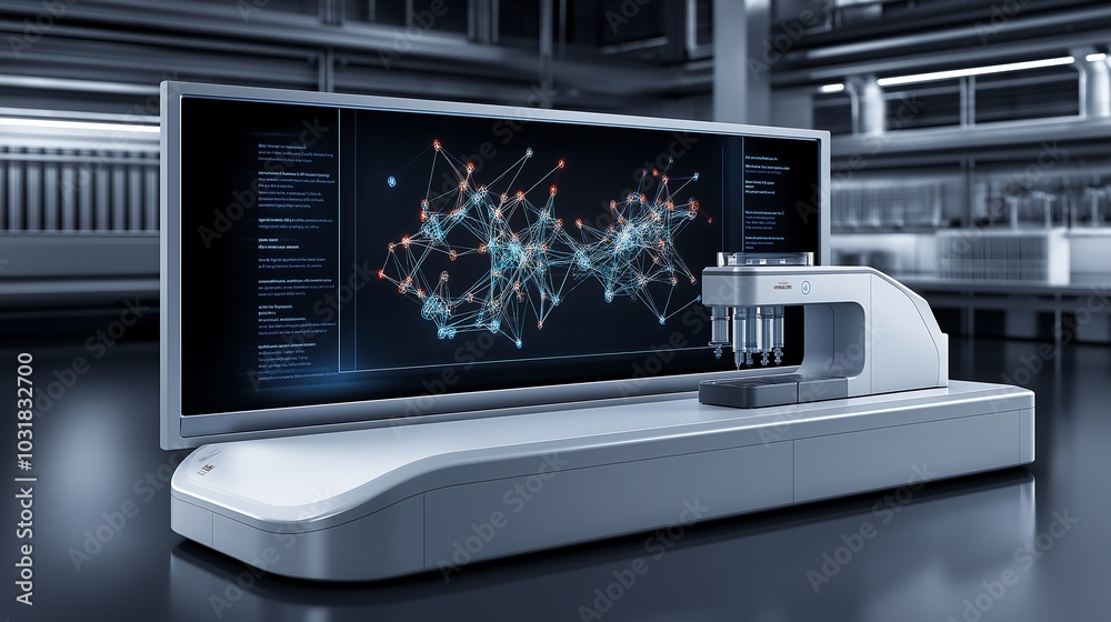A high-tech laboratory with holographic projections showing molecular structures. A high-tech laboratory with holographic projections showing molecular structures.