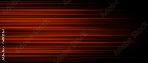 Abstract red laser beam. Lighting effect. Directional spotlight. Light streaks fading into darkness on a black background, creating a dynamic and abstract effect.