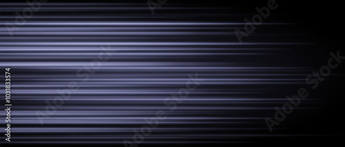 Abstract White laser beam. Lighting effect. Directional spotlight. Light streaks fading into darkness on a black background, creating a dynamic and abstract effect.