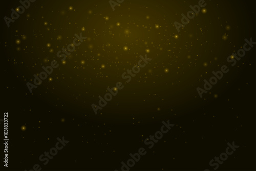 Glowing golden particles scattered across a dark background, creating a cosmic and abstract effect. Cosmic dust, starry sky, neon light