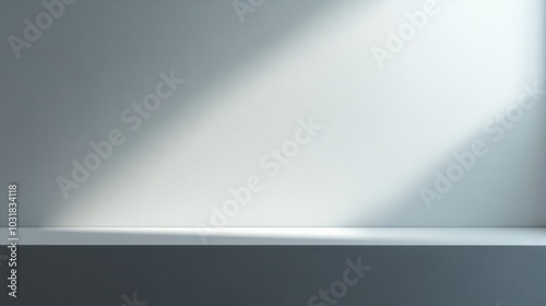 White Shelf Against Grey Wall with Sunlight