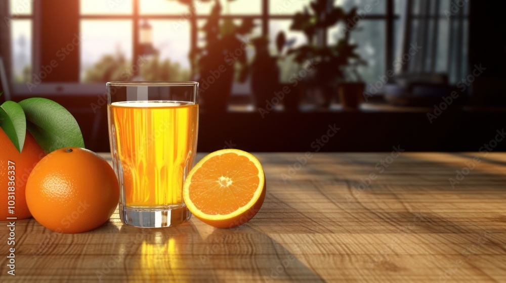 Orange Juice on a Wooden Table Orange Juice on a Wooden Table