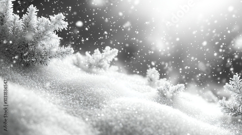 Background of white crumbly snow