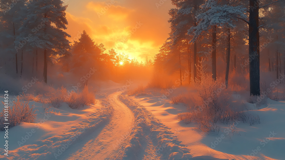 Beautiful landscape in the sunset forest close up Beautiful landscape in the sunset forest close up