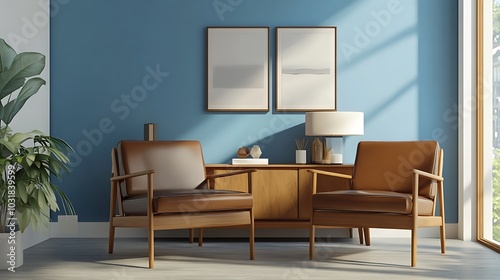 Elegant and Cozy Modern Bedroom Interior Design with Stylish Decor, mockup, poster and Background