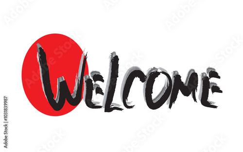 Welcome Banner, poster and stickers concept, memphis geometric style with greeting text. The message icon is a welcome cloud conversation for banner, poster, web. Vector illustration. Chinese style