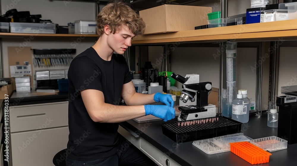 Scientists are observing the effects of new drugs through a microscope. Scientists are observing the effects of new drugs through a microscope.
