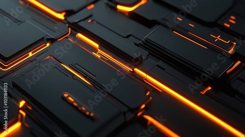 Abstract Technology Background with Orange Accents