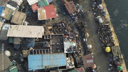 Ghana, Accra,   AGBOGBLOSHIE the largest landfill illegal dump in Africa for electronic and plastic waste from the Western world. High environmental toxic pollution area , climate change warming 