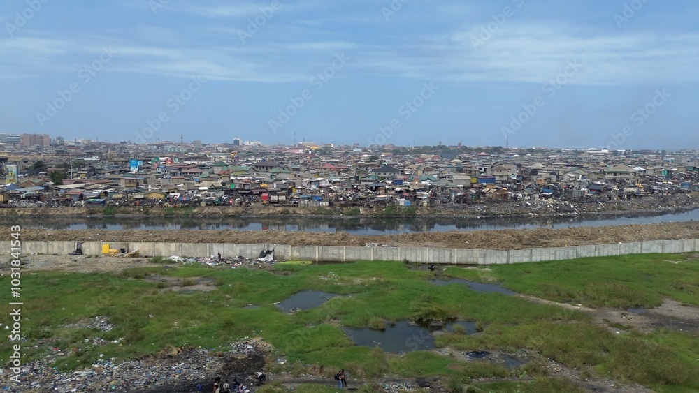 Ghana, Accra, AGBOGBLOSHIE the largest landfill illegal dump in Africa for electronic and plastic waste from the Western world. High environmental toxic pollution area , climate change warming