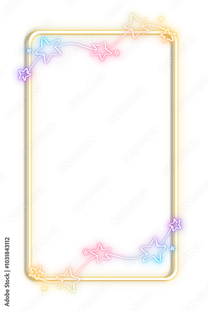 Neon png frame rainbow star doodle Neon png frame rainbow star doodle
