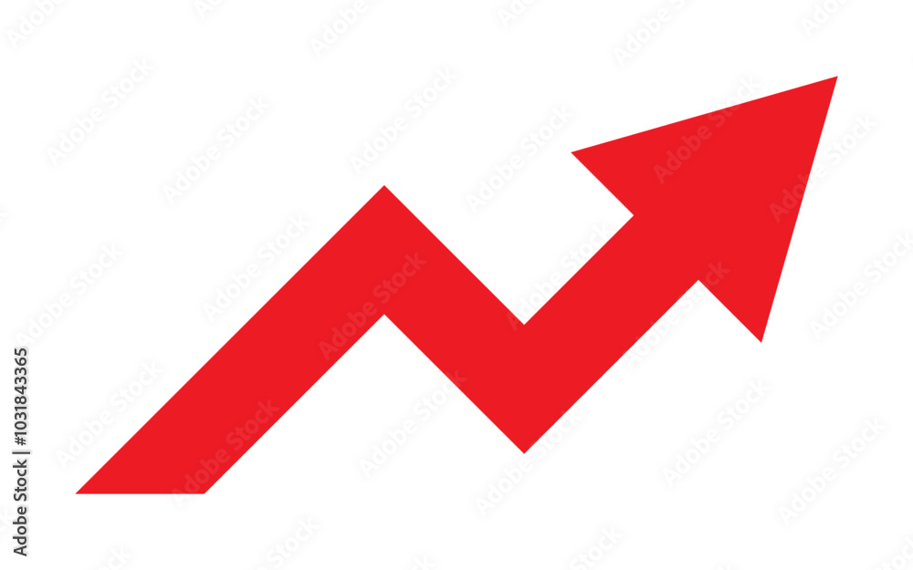Red grow arrow icon. Success icon. Profit logo. Red grow arrow icon. Success icon. Profit logo.