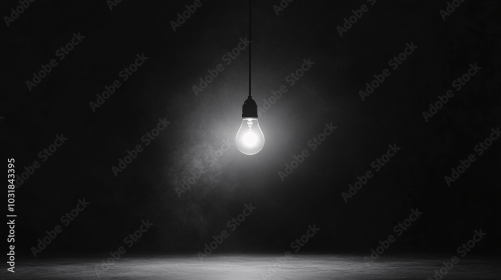 isolated glowing light bulb in dark isolated glowing light bulb in dark