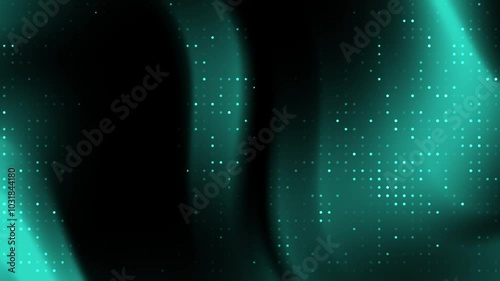Teal and black backdrop with vibrant white dots, ideal for futuristic designs, technology concepts, digital themes, and abstract backgrounds.
