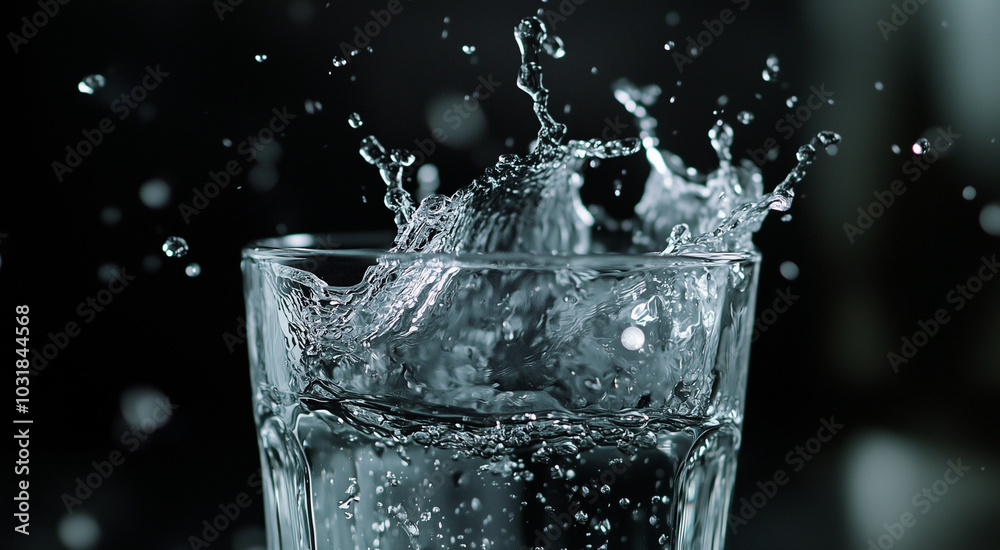 water splashing from a glass
