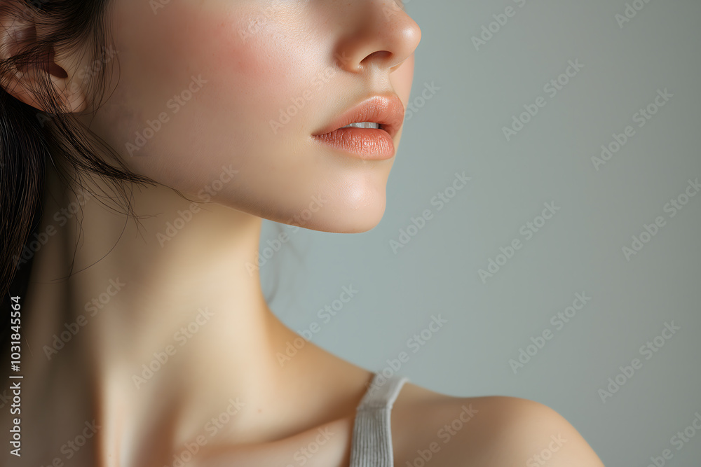 Flawless Female Lips, Chin and Neck in Soft Focus Flawless Female Lips, Chin and Neck in Soft Focus