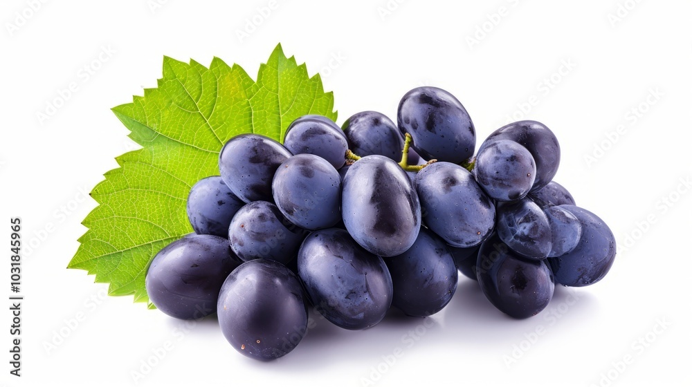 Vibrant Black Grape: A Fresh, Dark Blue Delight Isolated on White with Clipping Path Vibrant Black Grape: A Fresh, Dark Blue Delight Isolated on White with Clipping Path