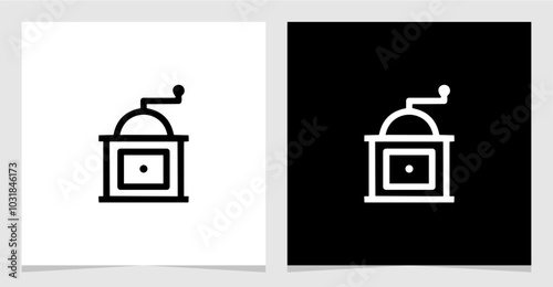 Coffe Grinder Minimalist Line Icon , Cofffee Shop Single Icon Vector