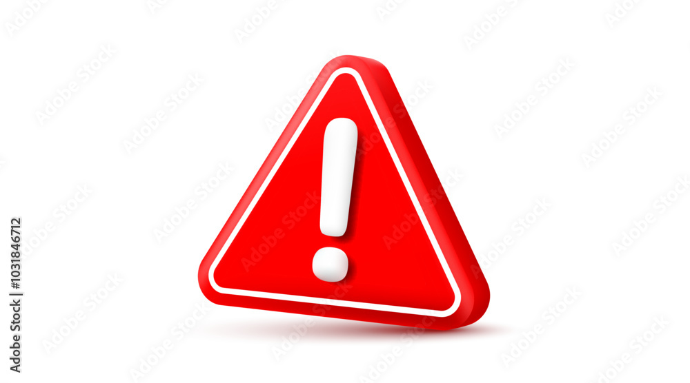 Warning caution sign, problem message mark, danger icon 3d. Vector Warning caution sign, problem message mark, danger icon 3d. Vector