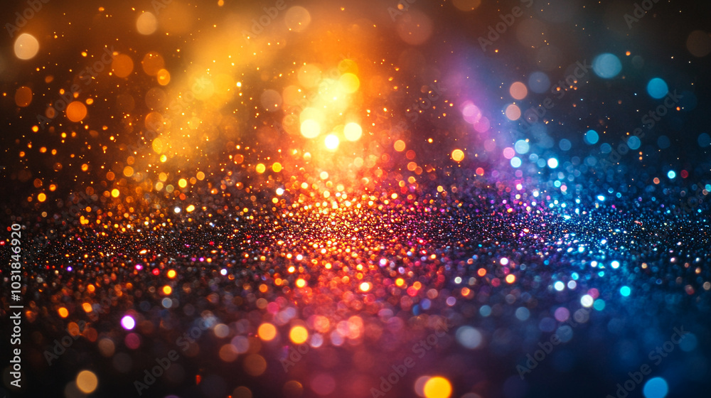 Defocused Abstract Background of rainbow glitter sparkling bokeh glowing rays iridescent hues and glints on shiny surface Defocused Abstract Background of rainbow glitter sparkling bokeh glowing rays iridescent hues and glints on shiny surface