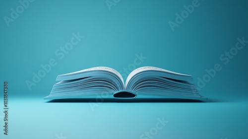 3d World Book Day concept design with an open book floating on a smooth minimalistic background clean lines and space for text symbolizing knowledge and simplicity in a modern world