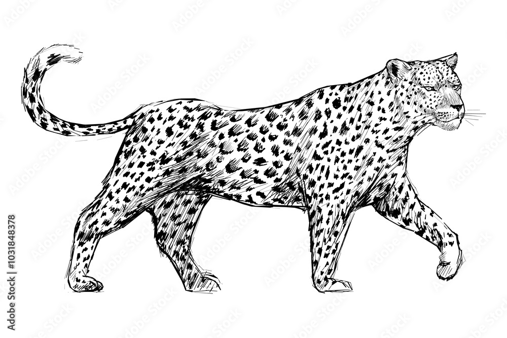 Png leopard sketch animal illustration, transparent background Png leopard sketch animal illustration, transparent background
