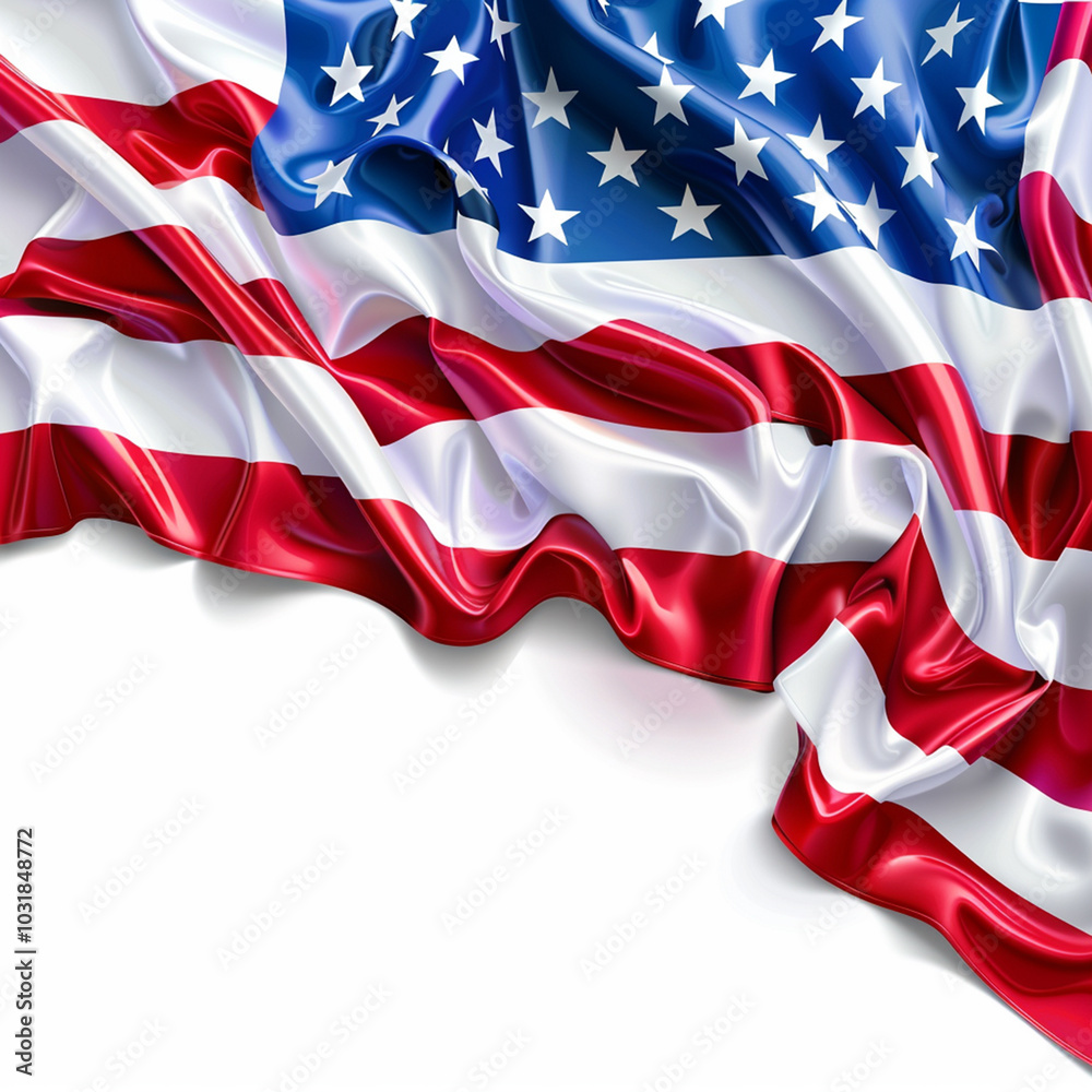 Independence Day Banner. Authentic Holiday Background with American Flag on White. Independence Day Banner. Authentic Holiday Background with American Flag on White.