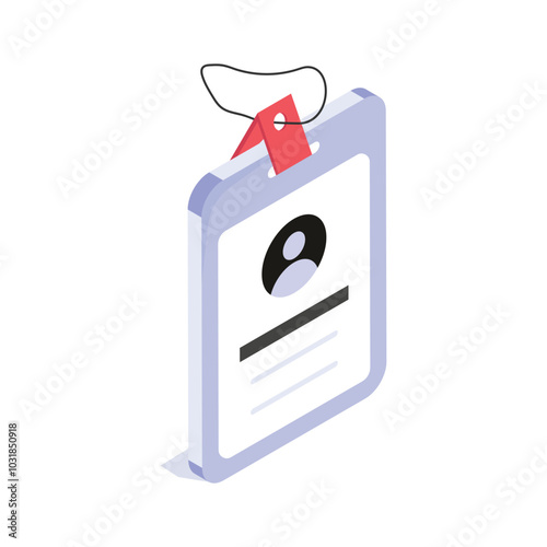 A student or teacher ID badge isometric vector, symbolizing identification and credentials