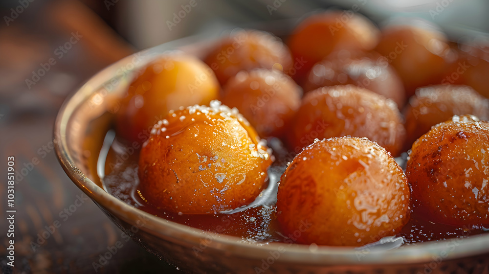 A close-up of gulab jamun with a dusting of cardamom A close-up of gulab jamun with a dusting of cardamom