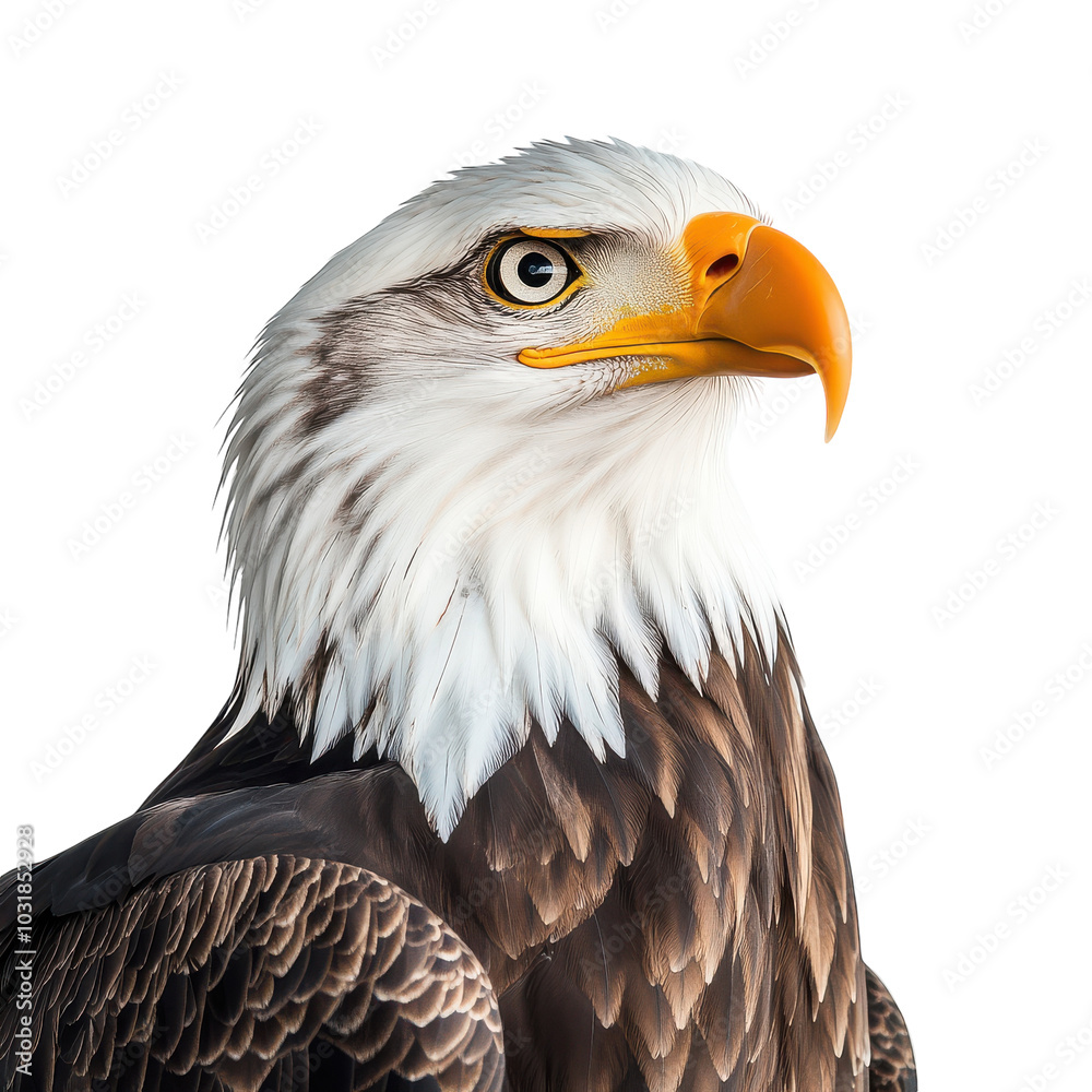 Fototapeta premium Majestic Bald Eagle on White Background Transparent Background