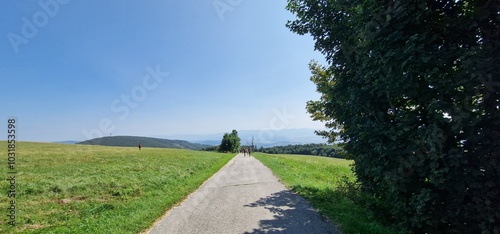 velka javorina the peak of mountain bile karpaty transmitter and surrounding meadow and forests holubiho chata photo