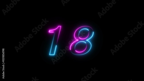 Glowing neon Countdown text number illustration.