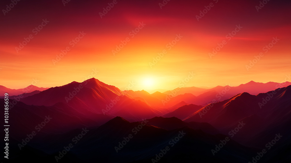 Fototapeta premium Serene sunset over majestic mountains a breathtaking landscape captured in vibrant colors and textures perfect for nature enthusiasts and travelers alike
