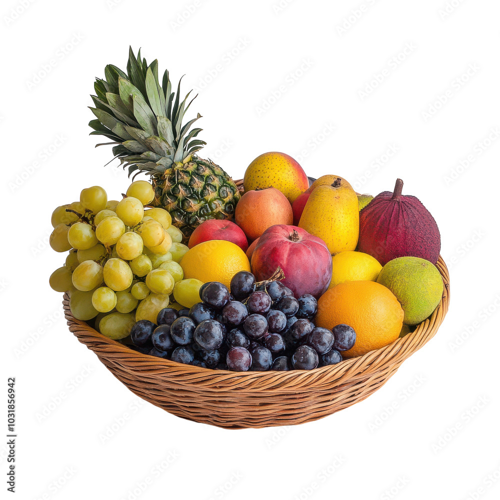 Fresh and Colorful Basket of Fruits Transparent Background Fresh and Colorful Basket of Fruits Transparent Background