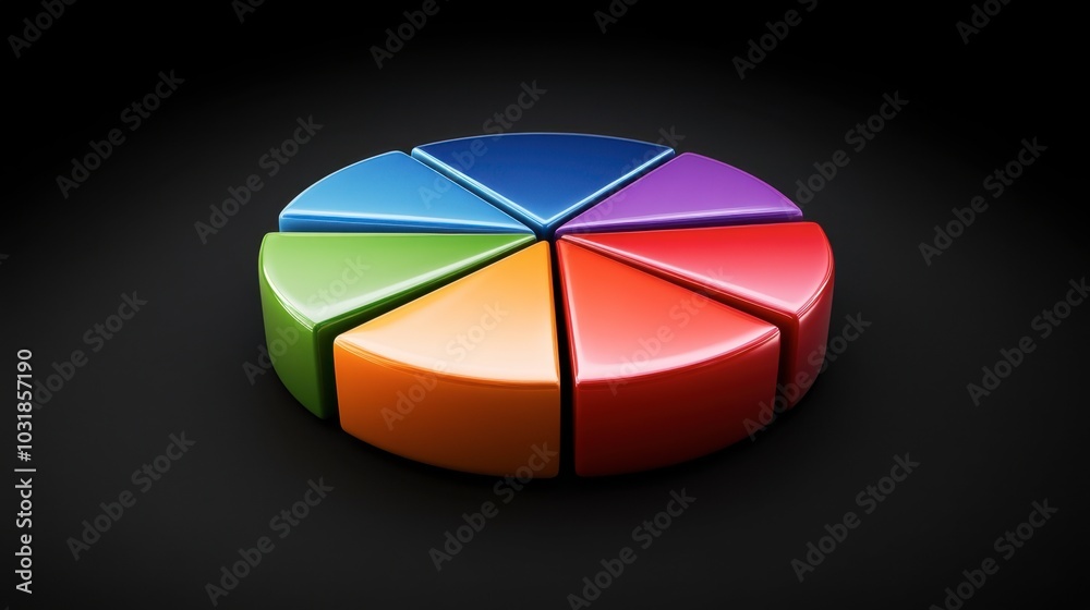 Obraz premium Colorful 3D Pie Chart on Black Background