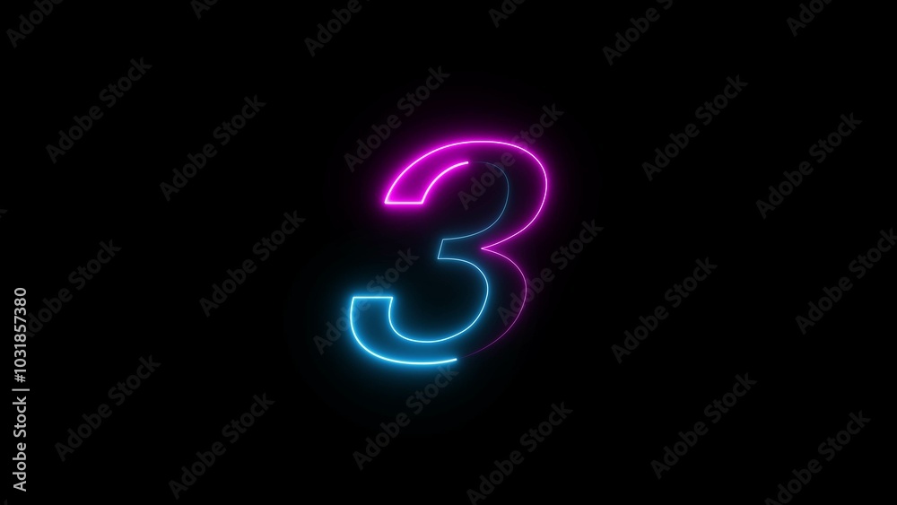 Glowing neon Countdown text number illustration. Glowing neon Countdown text number illustration.