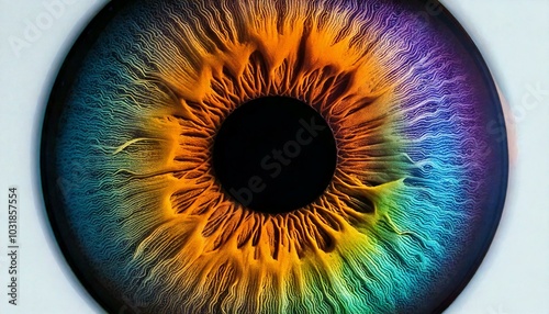 Iris detail of a multicolored eye in close-up
