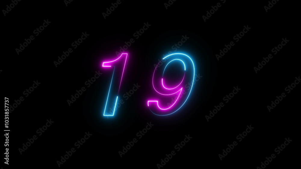 Glowing neon Countdown text number illustration. Glowing neon Countdown text number illustration.