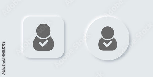 Approved solid icon in neomorphic design style. Confirm signs vector illustration.