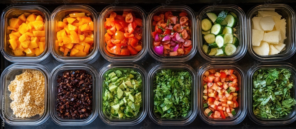 custom made wallpaper toronto digitalA variety of chopped ingredients for making a salad or other dish are displayed in clear plastic containers.