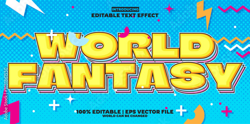 World Fantasy editable text effect in new modern trend style